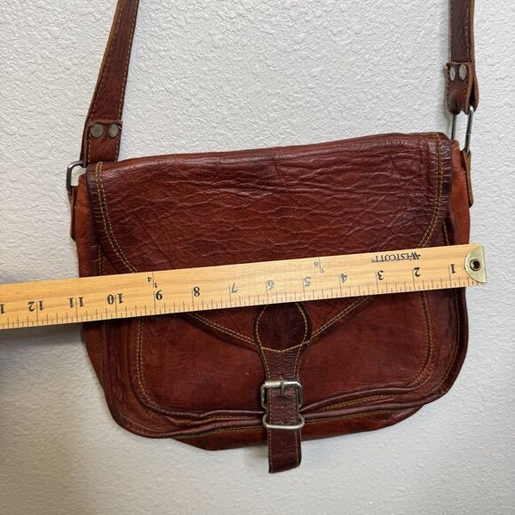 Komal's Passion Leather Satchel Shoulder Side Handbag Bag Leather Vintage Brown - Picture 6 of 9